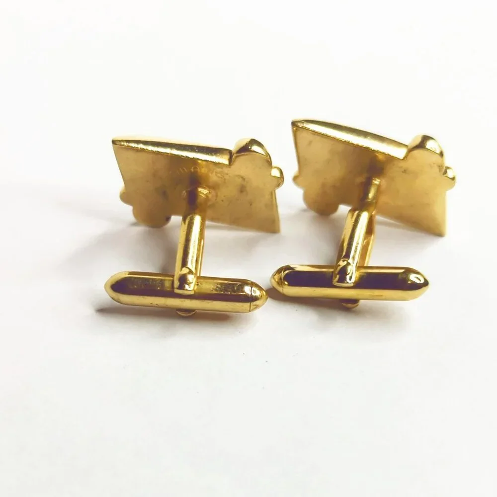 Vintage Swank Gold Tone Cufflinks With Modernist Scroll Design